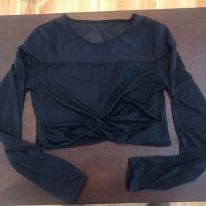 Buffbunny Long Sleeve Mesh Knotty Crop Top